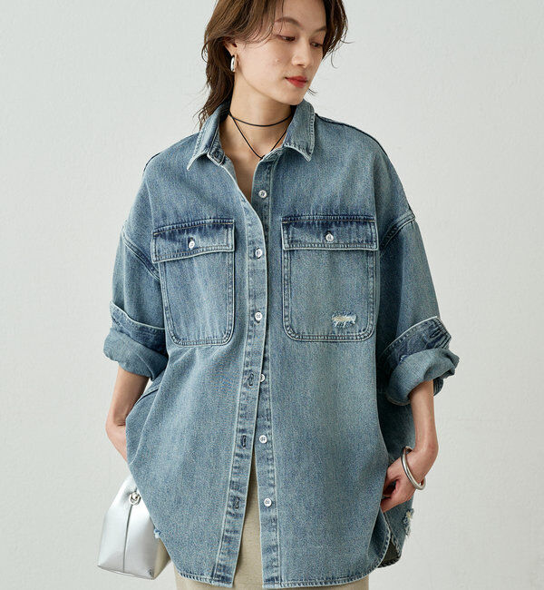  「ダメージデニムシャツ」|シャツ・ブラウス|