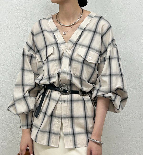  「オンブレチェックシャツ」|シャツ・ブラウス|アイボリー