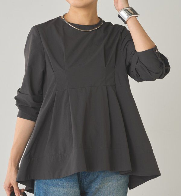  「Aラインペプラムブラウス」|シャツ・ブラウス|チャコールグレー