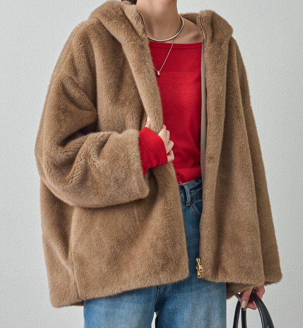  「フードフェイクファーブルゾン」|ベスト・ジレ|