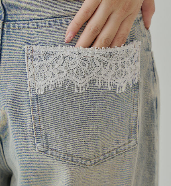  「ポケットレースワイドデニム」|デニム|