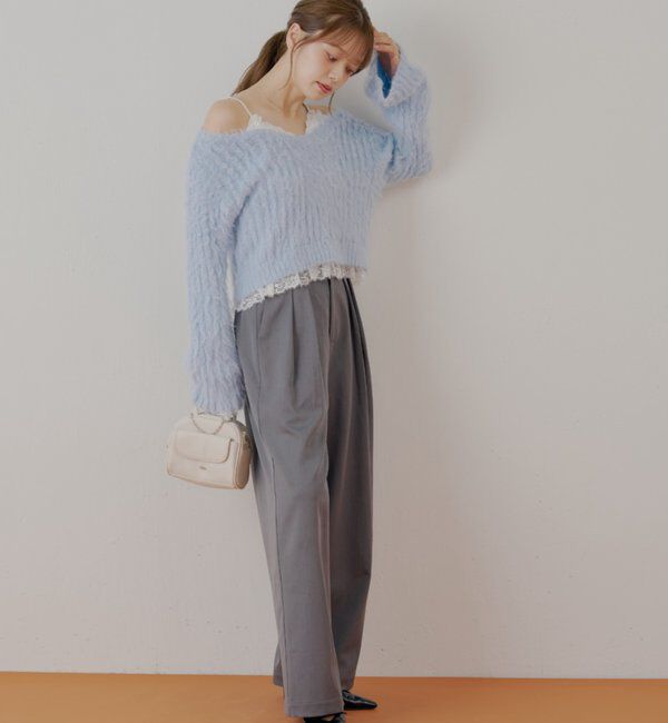  「レースドッキングシャギーニット」|ニット・セーター|