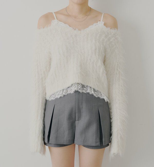  「レースドッキングシャギーニット」|ニット・セーター|