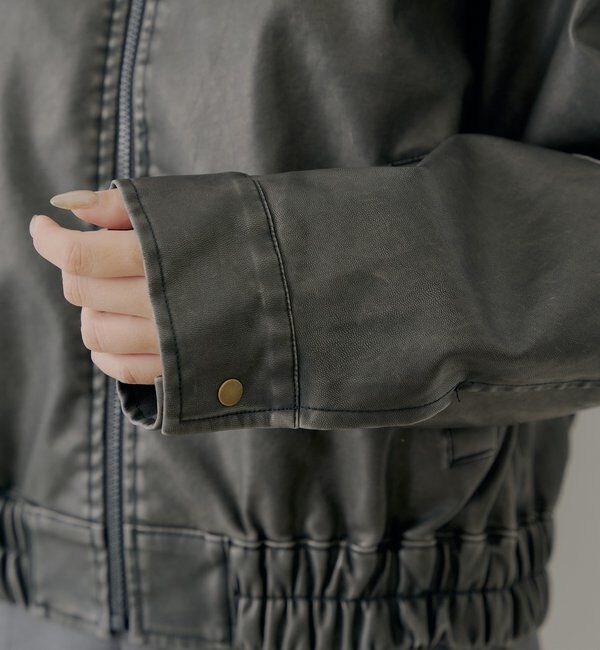  「【ファー取り外し可能】フェイクレザールーズジップブルゾン」|ブルゾン・スタジャン|