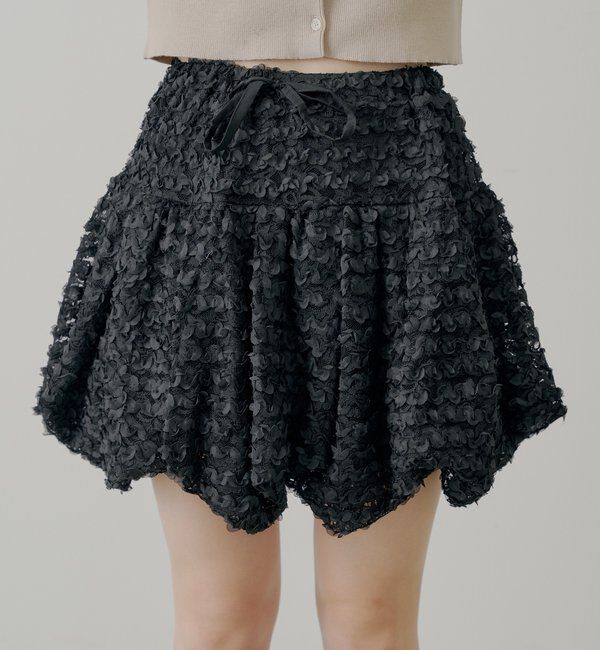  「裾バルーンレースミニスカート」|スカート|