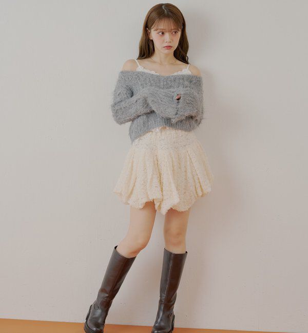  「裾バルーンレースミニスカート」|スカート|