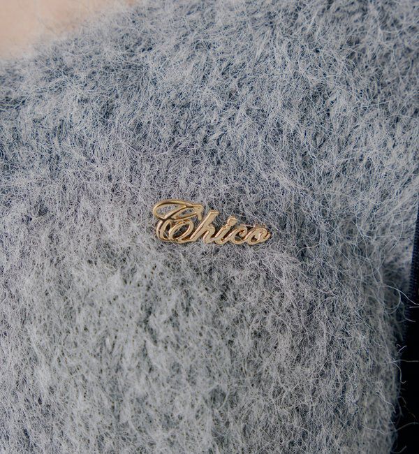  「【ブローチ取外し可】ベロアリボンルーズニットカーディガン」|カーディガン|