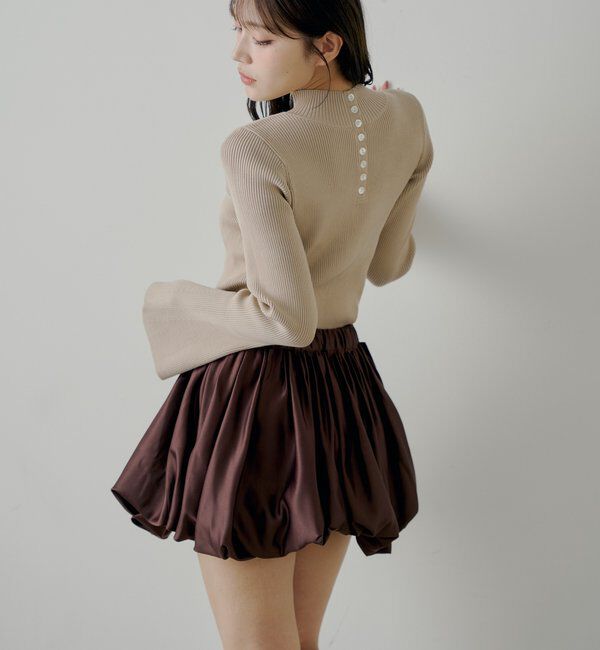  「【SALON by Chico】袖フレアランダムリブボタンニット」|ニット・セーター|