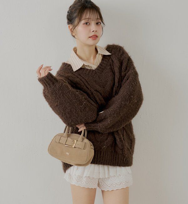  「ケーブルVルーズニットワンピース」|ワンピース|