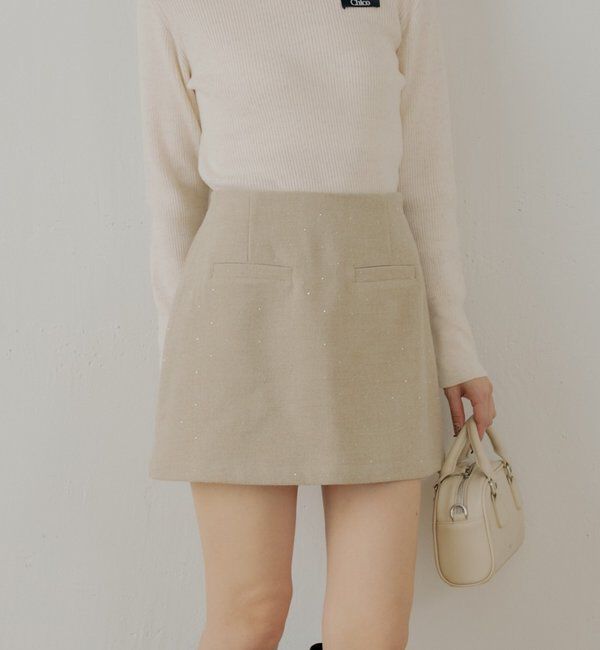  「ラインストーン台形タイトミニスカート」|スカート|