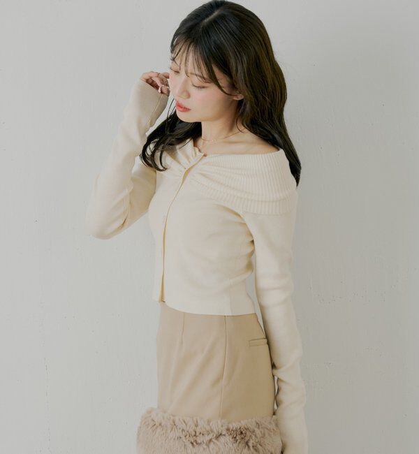  「フロントボタンオフショルニット」|ニット・セーター|