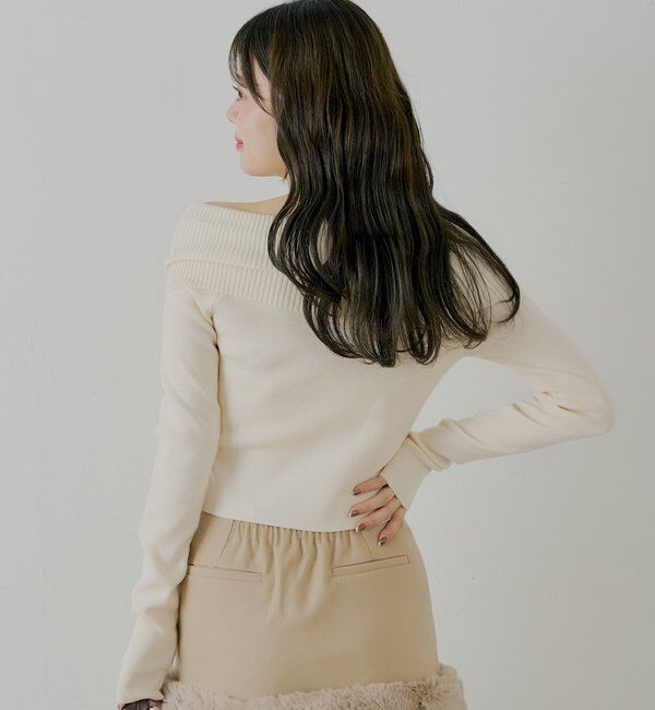  「フロントボタンオフショルニット」|ニット・セーター|