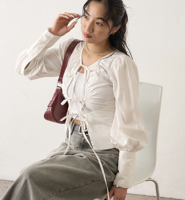  「ASSORTED GATHERED COIL DESIGN SHIRT」|シャツ・ブラウス|ホワイト