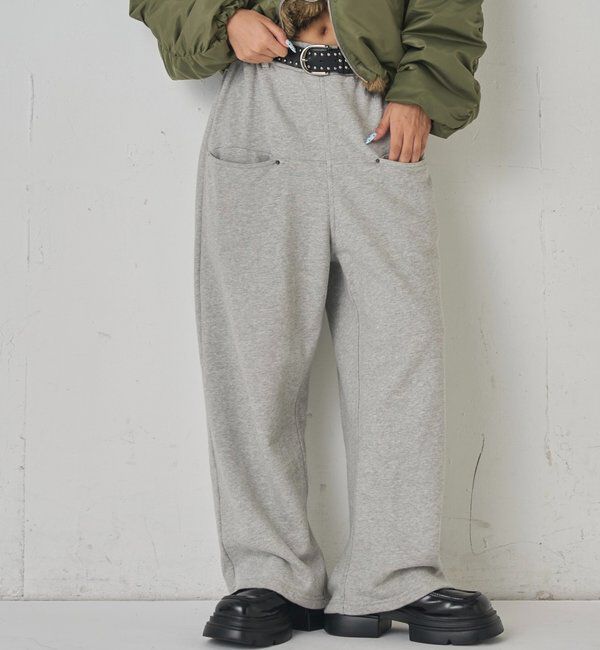 「【低身長・高身長対応】SLASH POCKET SWEAT EASY PANTS」|チノ|