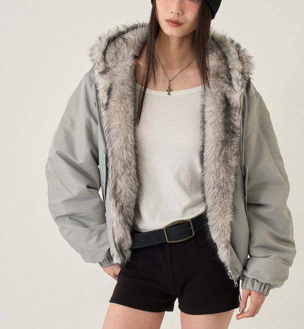  「【お気に入りNO.1】2WAY REVERSIBLE FUR BLOUSON 」|ブルゾン・スタジャン|ライトグレー