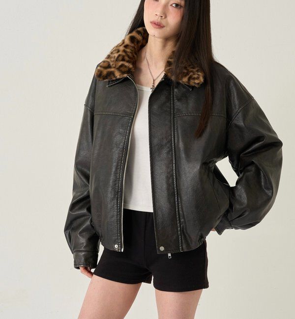  「3-WAY VINTAGE-LIKE LEATHER BOA BLOUSON」|ブルゾン・スタジャン|