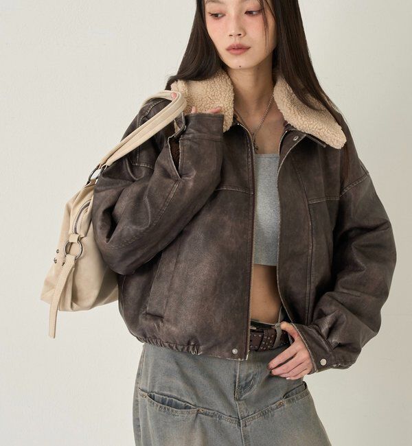  「3-WAY VINTAGE-LIKE LEATHER BOA BLOUSON」|ブルゾン・スタジャン|
