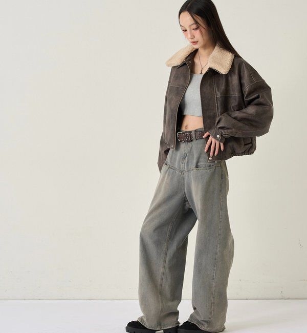  「3-WAY VINTAGE-LIKE LEATHER BOA BLOUSON」|ブルゾン・スタジャン|