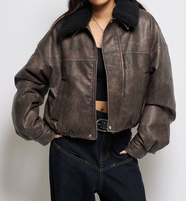  「3-WAY VINTAGE-LIKE LEATHER BOA BLOUSON」|ブルゾン・スタジャン|