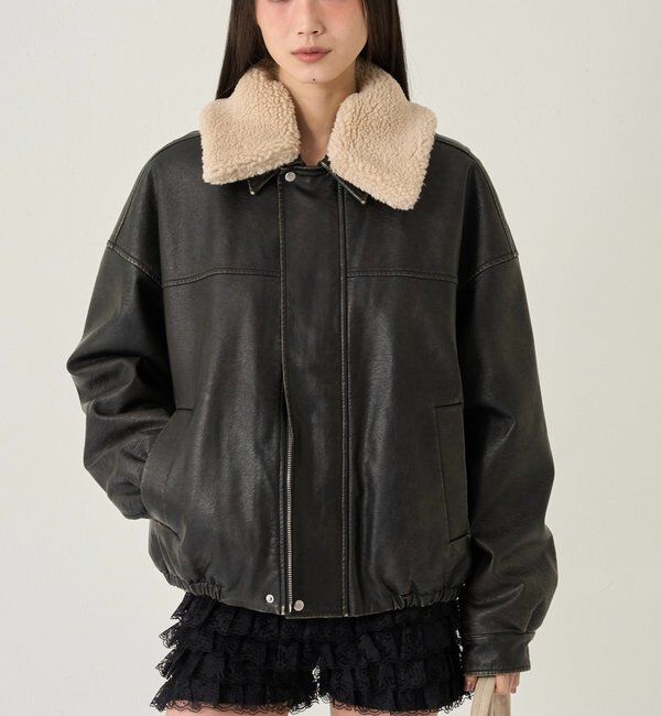  「3-WAY VINTAGE-LIKE LEATHER BOA BLOUSON」|ブルゾン・スタジャン|