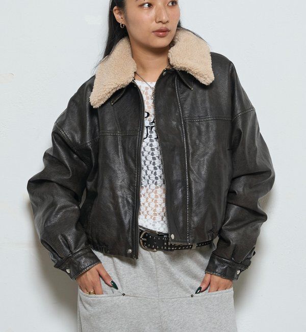  「3-WAY VINTAGE-LIKE LEATHER BOA BLOUSON」|ブルゾン・スタジャン|