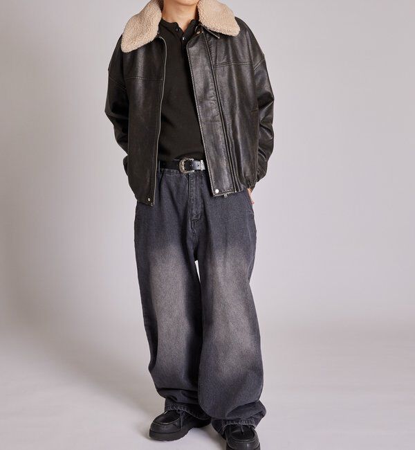  「3-WAY VINTAGE-LIKE LEATHER BOA BLOUSON」|ブルゾン・スタジャン|