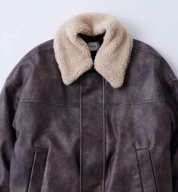  「3-WAY VINTAGE-LIKE LEATHER BOA BLOUSON」|ブルゾン・スタジャン|