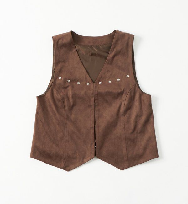  「フェイクスウェードコンパクトジレ」|シャツ・ブラウス|ブラウン