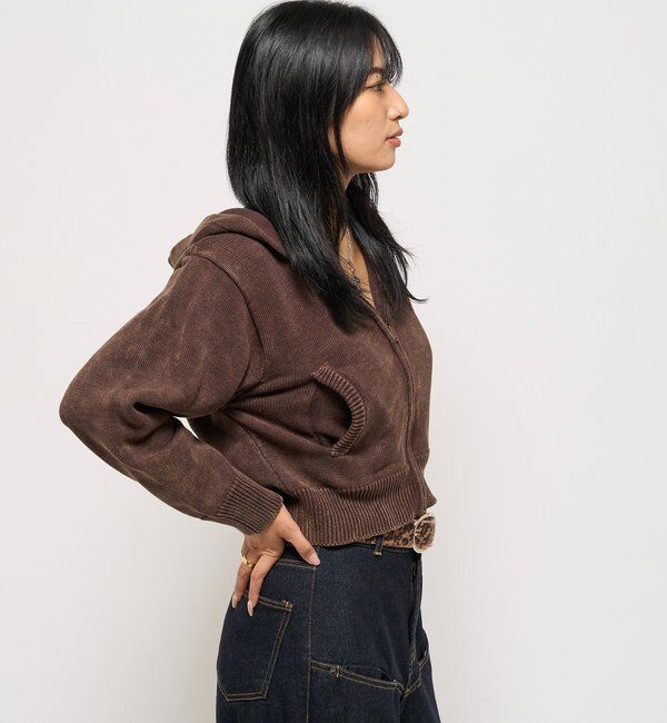  「KOOKYNピグメント加工ジップニットパーカー」|パーカー|