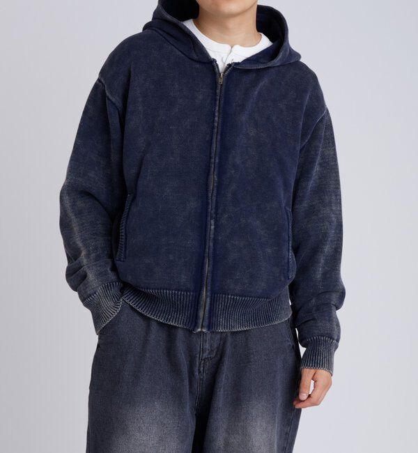  「KOOKYNピグメント加工ジップニットパーカー」|パーカー|