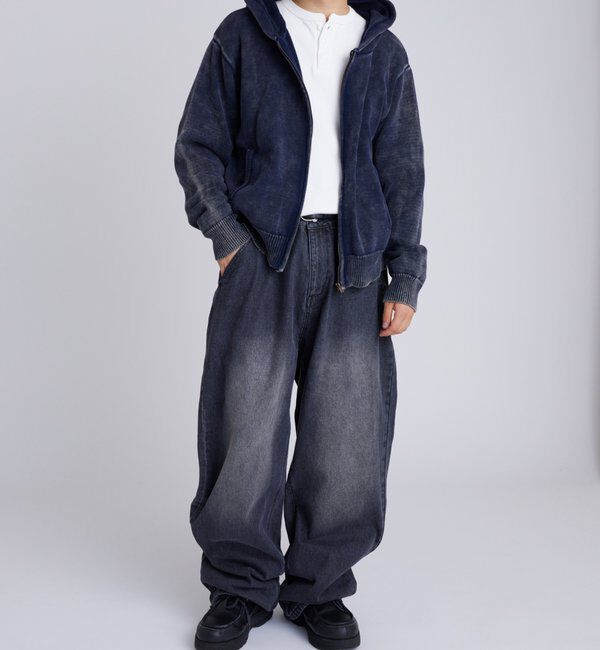  「KOOKYNピグメント加工ジップニットパーカー」|パーカー|