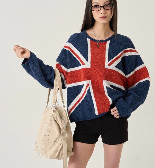  「UNION JACK KNIT」|カーディガン|ネイビー