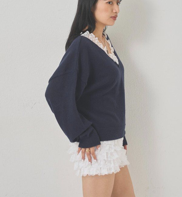  「レースVネックニット」|ニット・セーター|