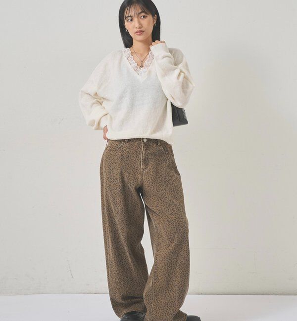  「レースVネックニット」|ニット・セーター|