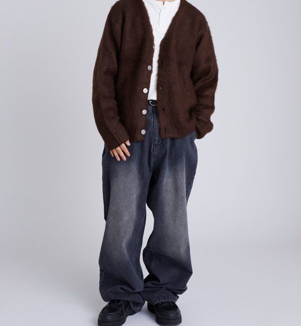  「KOOKYNモヘアライクカーディガン(無地/カモ柄)」|カーディガン|