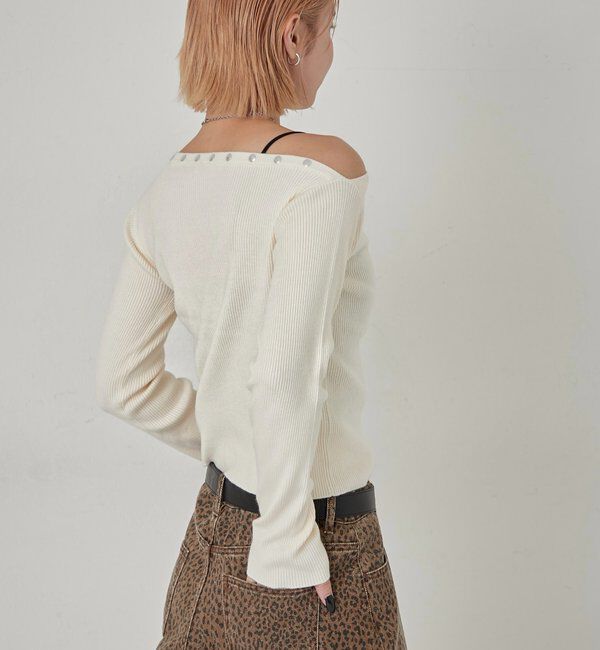  「スタッズワンオフショルニット」|ニット・セーター|
