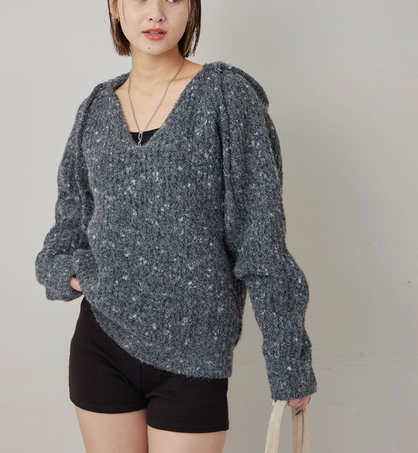  「MELANGE SKIPPER HOOD KNIT」|ニット・セーター|