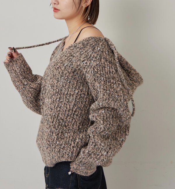 「MELANGE SKIPPER HOOD KNIT」|ニット・セーター|