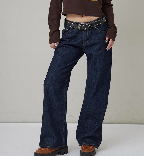  「MIDI FLARE JEANS」|デニム|ネイビー