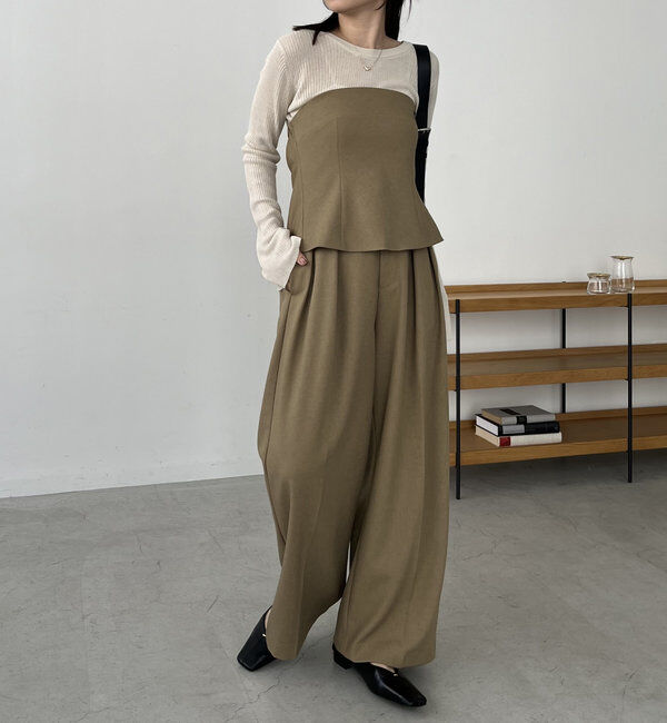  「【累計2万本突破！】【低身長・高身長サイズあり】2タックワイドパンツ」|チノ|