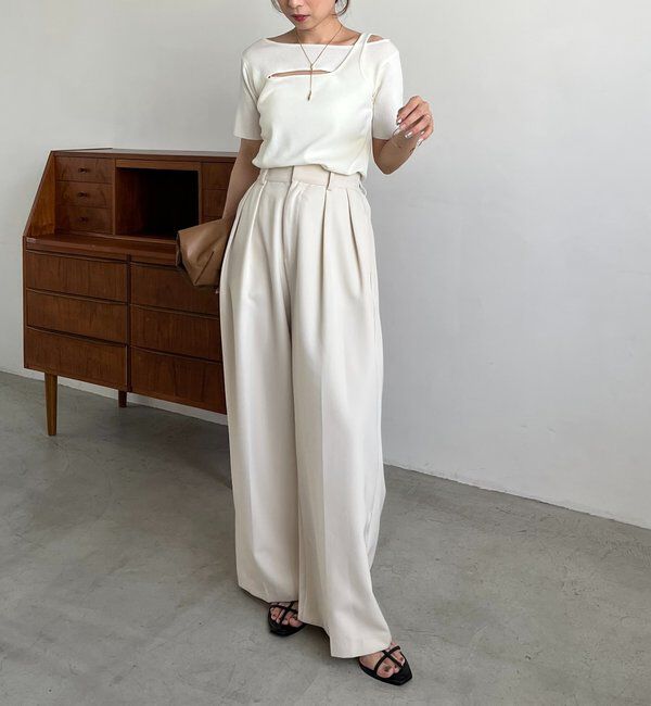  「クロスレイヤード半袖ニット」|ニット・セーター|