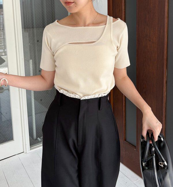  「クロスレイヤード半袖ニット」|ニット・セーター|