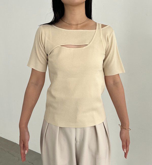  「クロスレイヤード半袖ニット」|ニット・セーター|