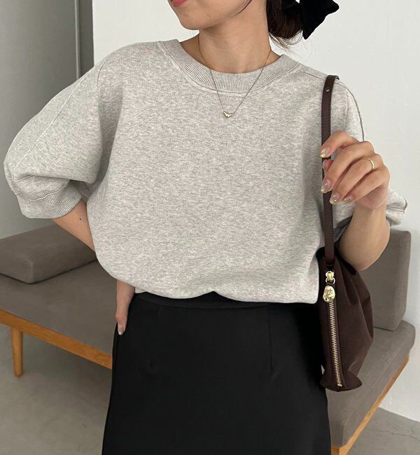  「スウェットライク半袖ニット」|ニット・セーター|