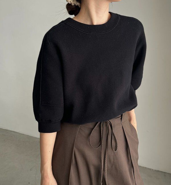  「スウェットライク半袖ニット」|ニット・セーター|