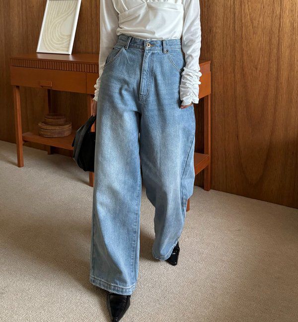  「【3サイズ展開】ストレートルーズデニム」|デニム|
