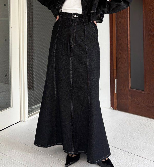  「【セットアップ対応】コットンフレアスカート」|スカート|ブラック