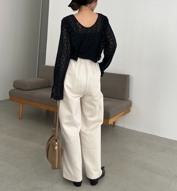  「【前後2WAY/オケージョンにも◎】レースUネックトップス」|Tシャツ・カットソー|