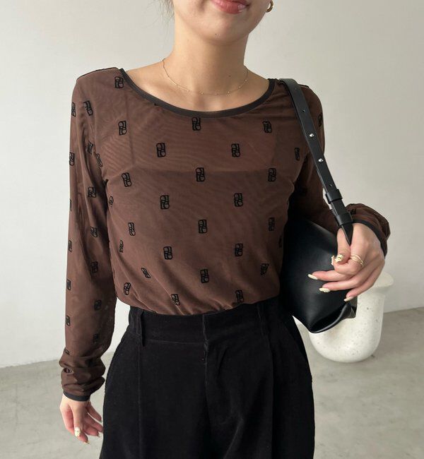  「【前後2WAY】2WAYモノグラムシアーTシャツ」|Tシャツ・カットソー|