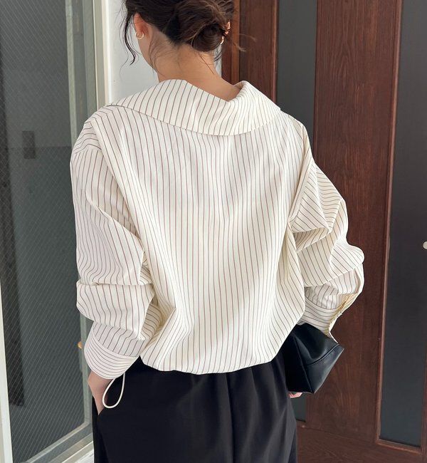  「Vネックストライプショートシャツ」|シャツ・ブラウス|